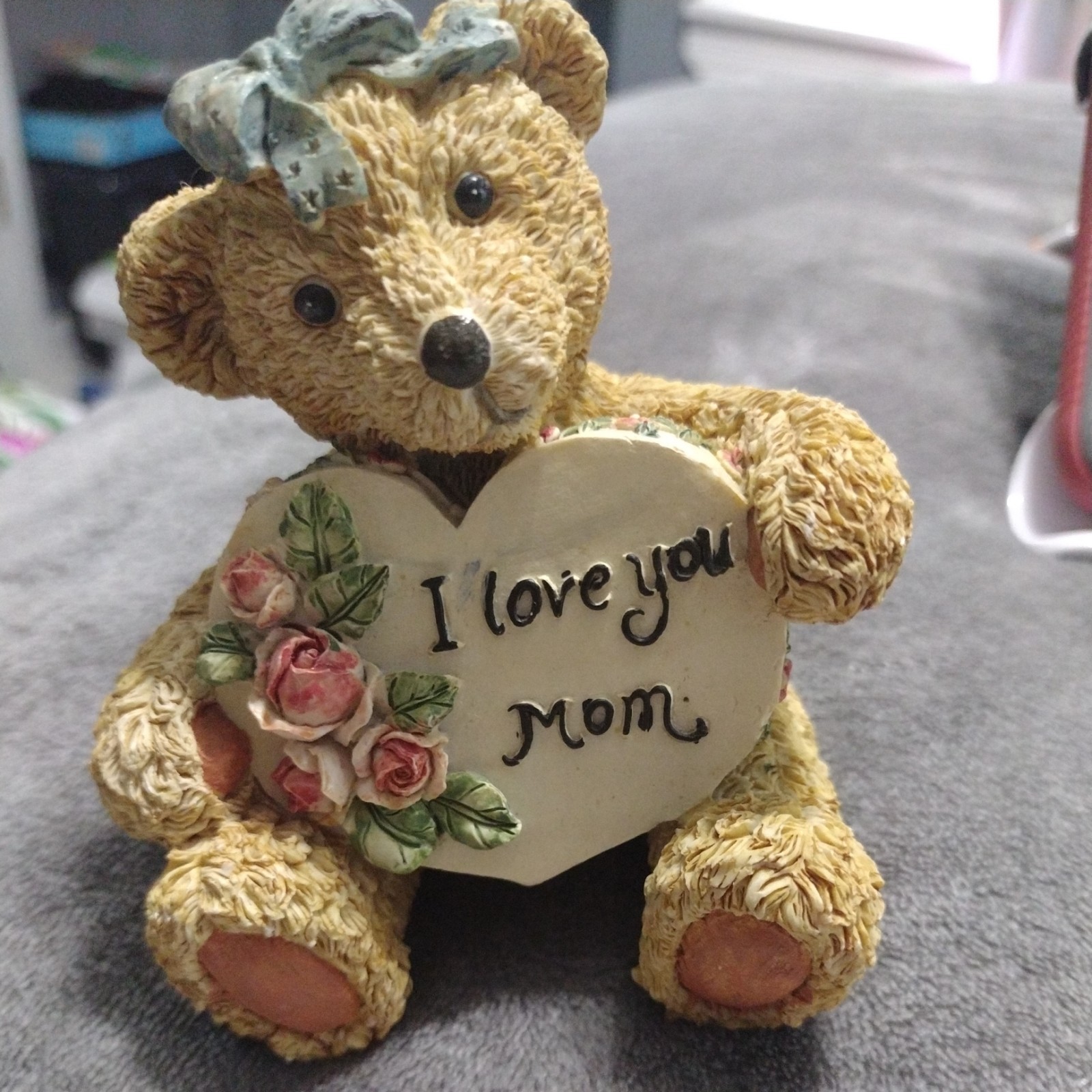 “I Love You Mom” Ceramic Resin Bear Gift Idea for Mother’s Day or Birthday