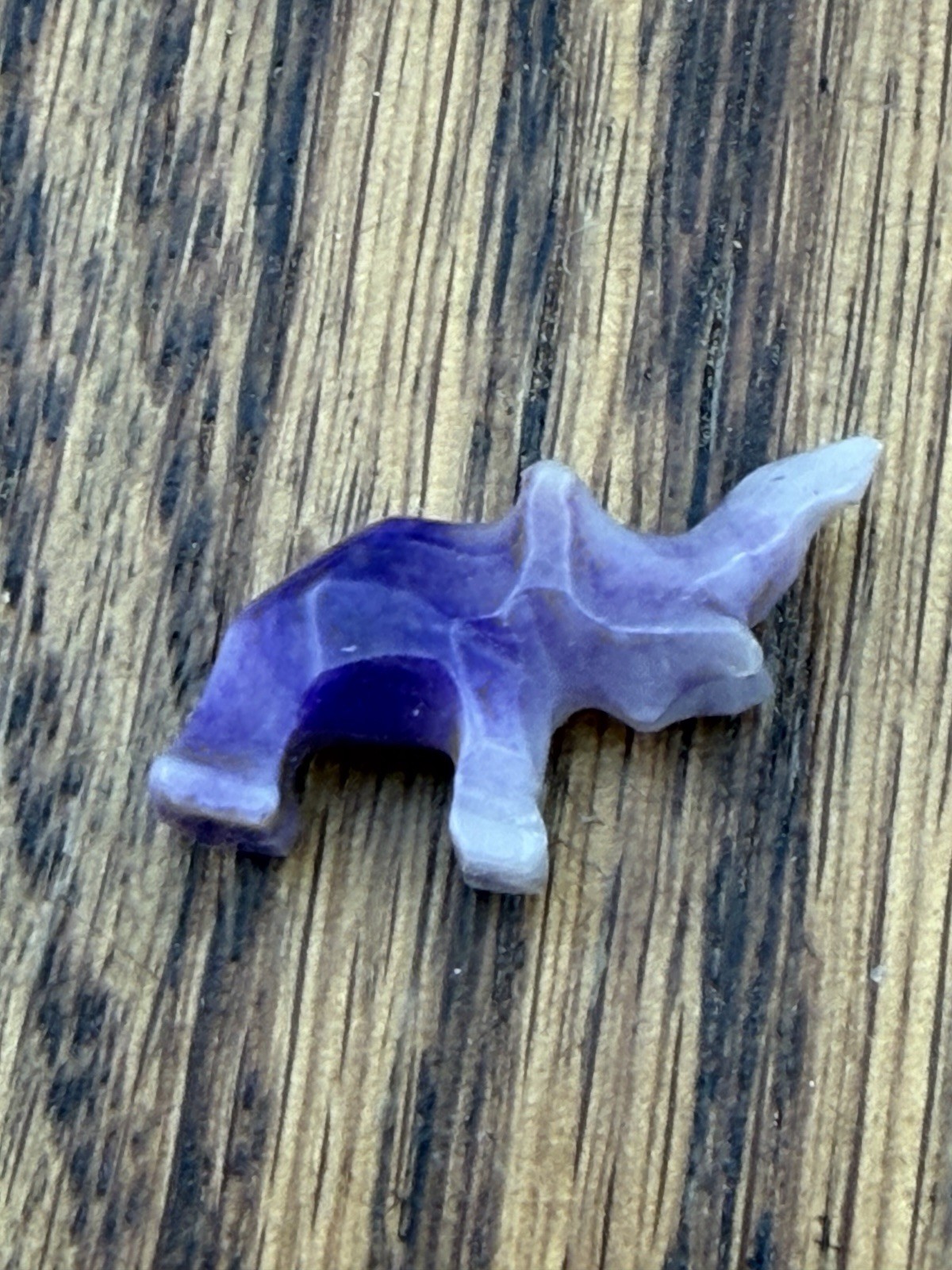 Vtg Carved Onyx Elephant Figurine Marble Stone Trunk Up Hand Carve Purple 5/8 in