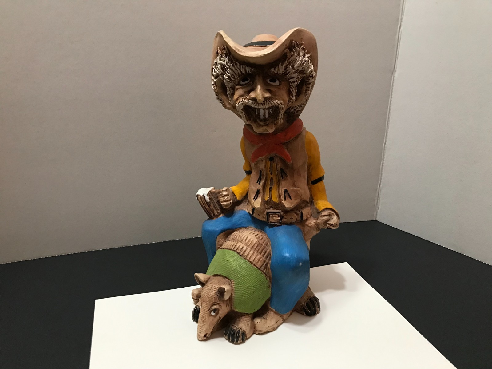 Vintage 1988 Shade Tree Creations – Yee Haw! – Cowboy Riding Armadillo Figurine