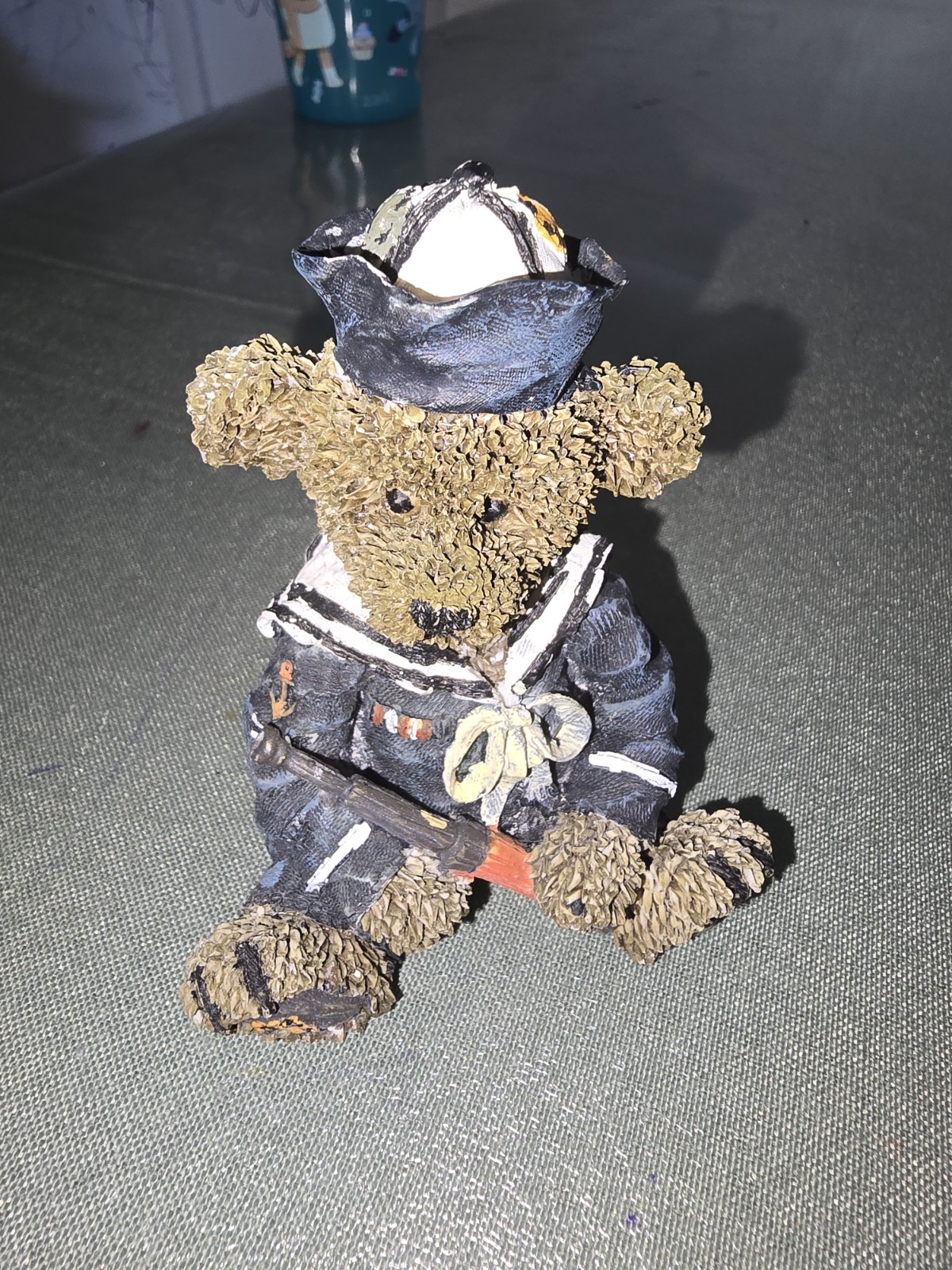 Nautical Theme Sailor Bear Figurine, Navy Uniform Spyglass Monocular Paperweight