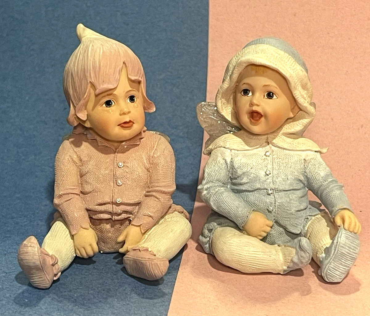 2 Boyds Bears Faerietots POUTIE and GIGGLES Figurines 2.25 in. 2002 Baby Fairies
