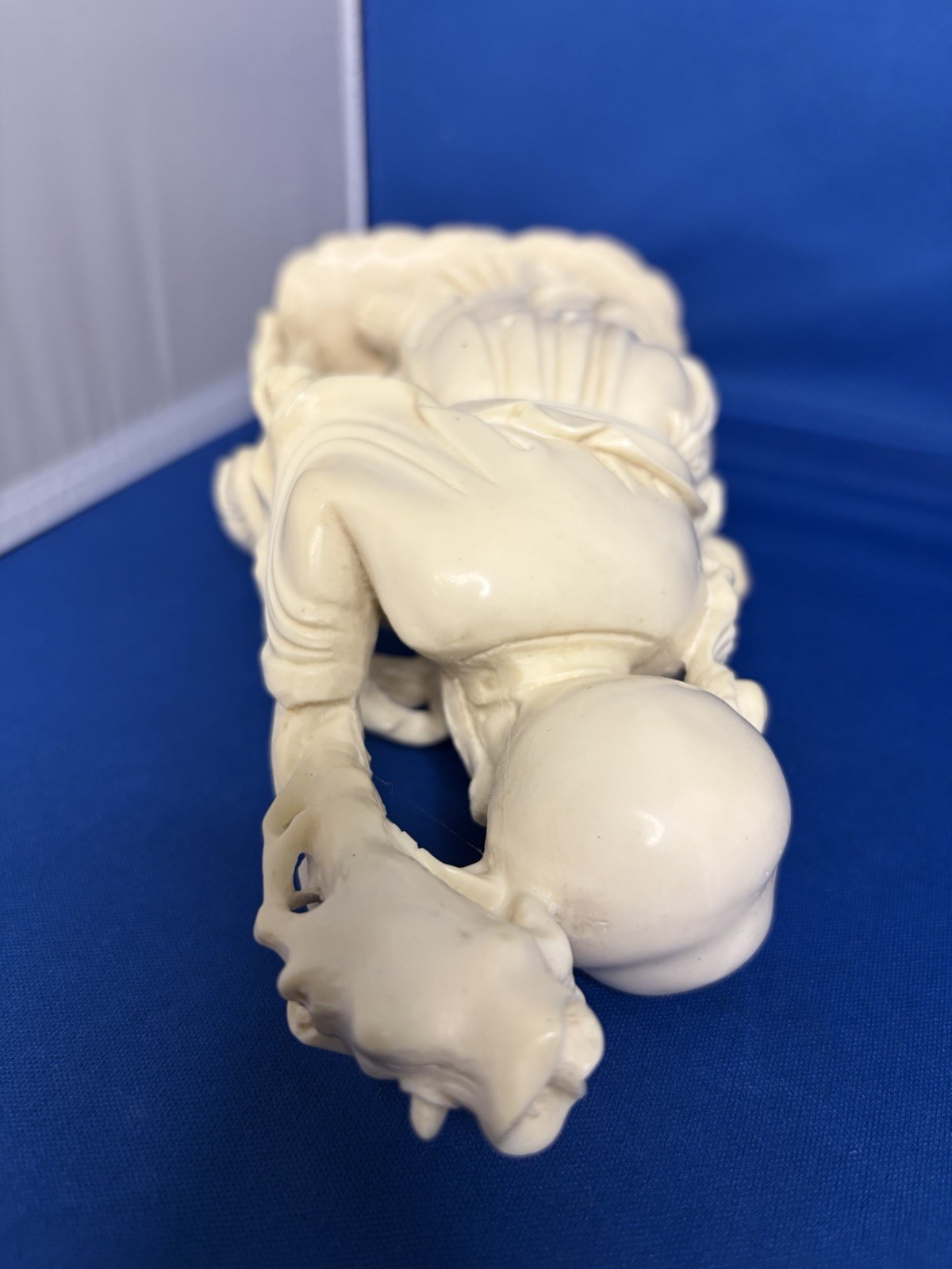 White Porcelain Asian Style Man Figurine Glossy 3D Effect 10 in
