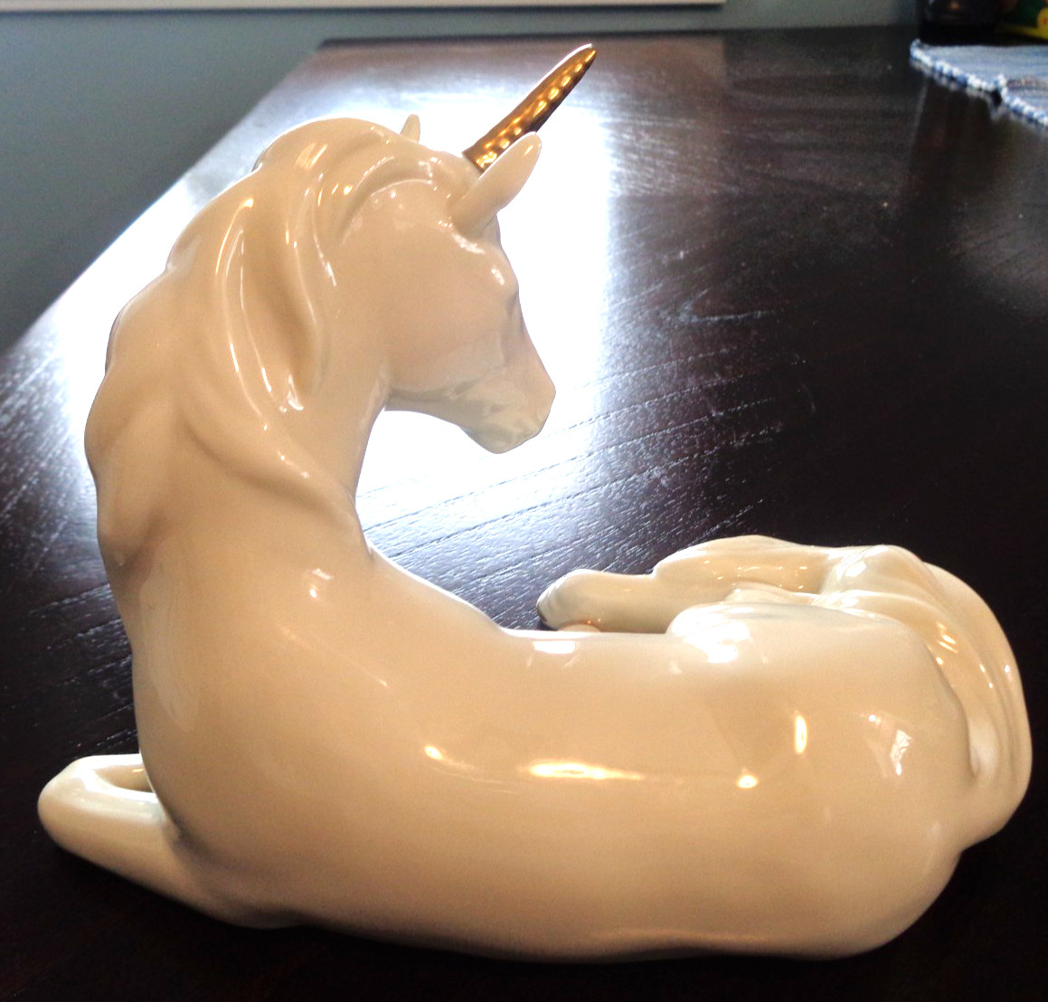 EXQUISITE VINTAGE LENOX CHINA UNICORN STATUE w/GOLD HORN & HOOVES-ORIGINAL TAG