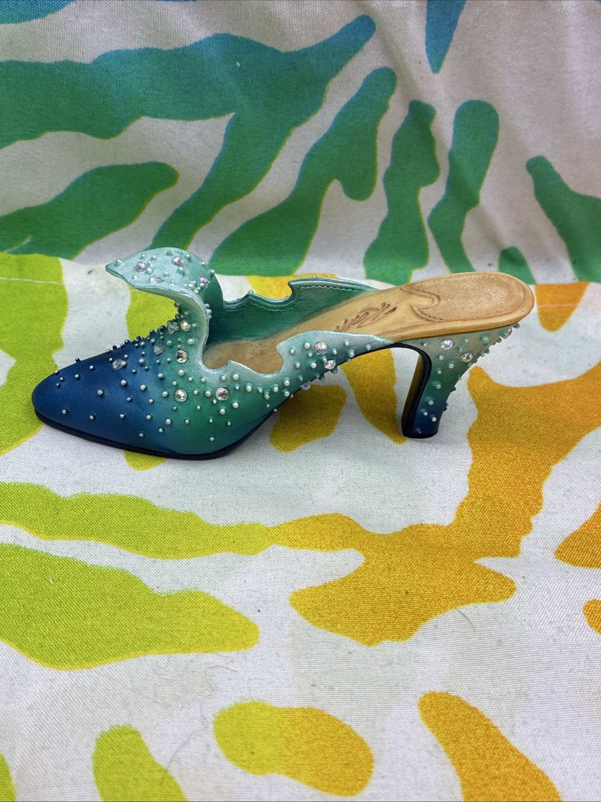 Just The Right Shoe By Raine “The Wave” Ceramic Decorative Miniture Heel Blue