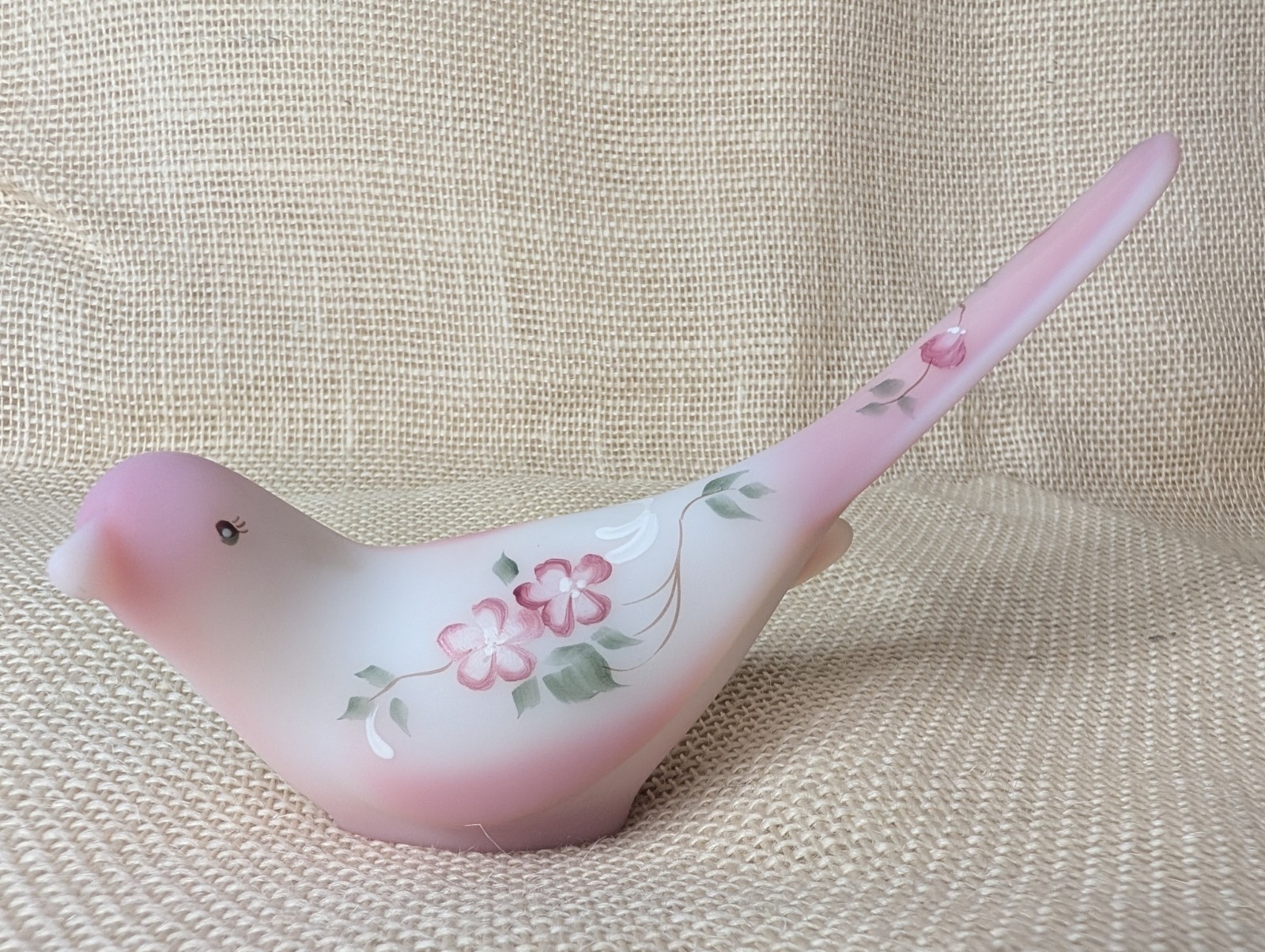 Fenton Rosaline Bird Of Happiness Beautiful Pink Hand Painted Signed by Artist