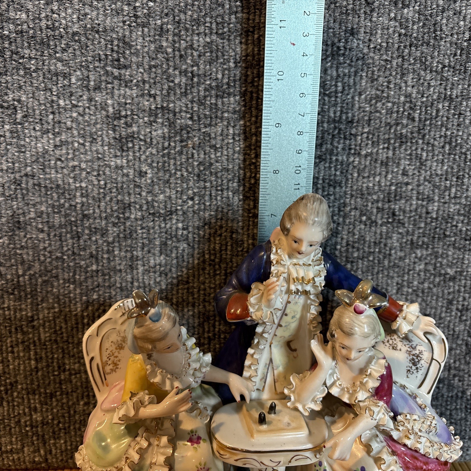 Vtg~Porcelain Courtly Scene~18th Century Style~READ