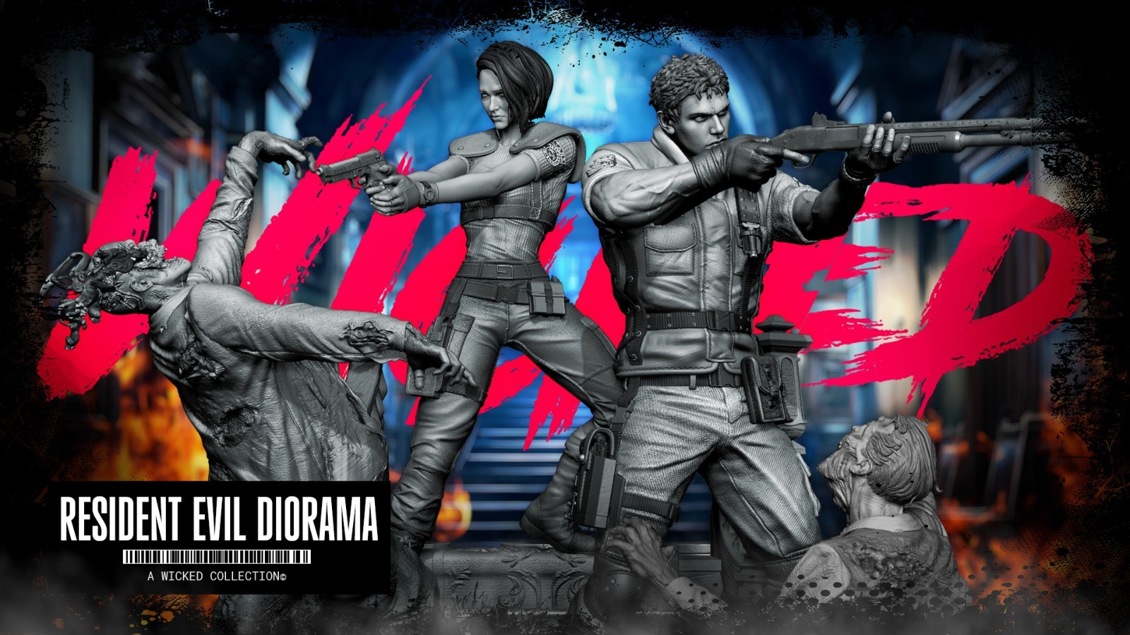 Chris and Jill Diorama Resident Evil Hand Painted Model / DIY Kit 98pcs