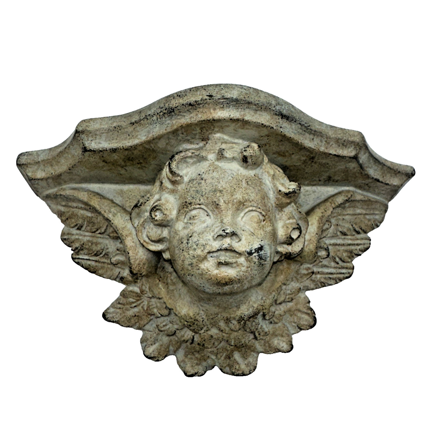 Vintage Resin Angel Cherub Wall Shelf Corbel Wall Decor Faux Stone 10″ x 4.5″