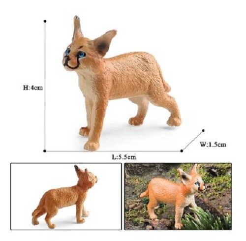 5.5cm Mini Standing Caracal Cat PVC Toy Wild Animal Figure Doll Kids Gift