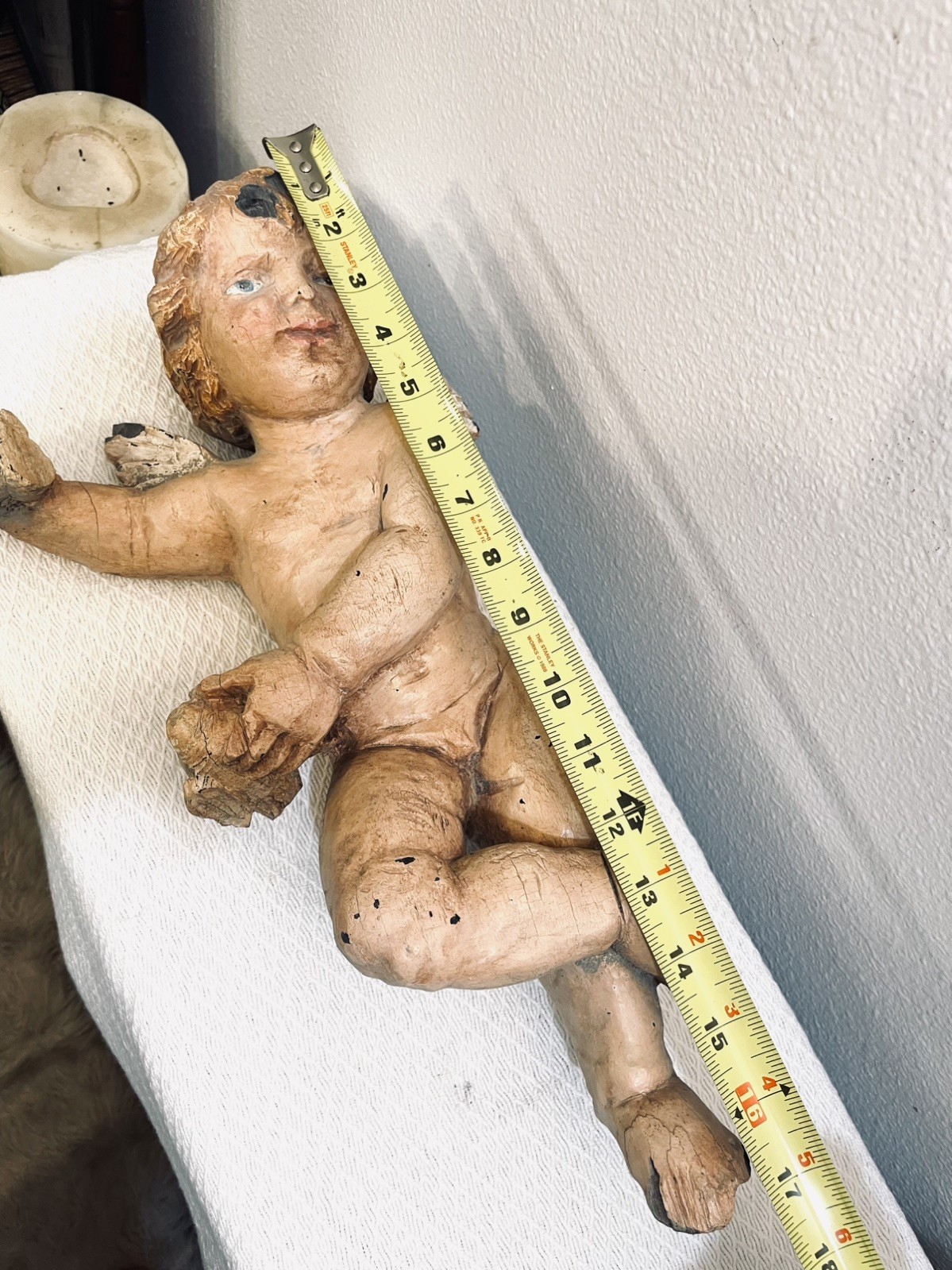 ANTIQUE ITALIAN BAROQUE STYLE CARVED WOOD CHERUB PUTTO LIKELY FROM 19THc