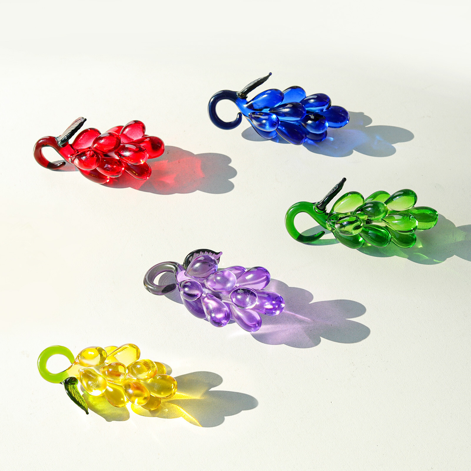 Color Crystal Grape Figurine Collectible Glass Fruit Ornament Wedding Decor