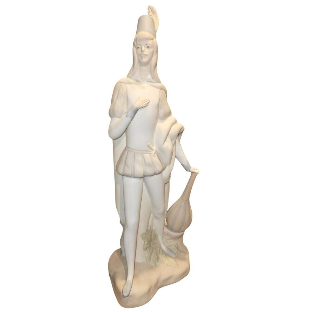 Vintage Figurine Porceval Porcelain Renaissance Minstrel With Lute Made in Spain