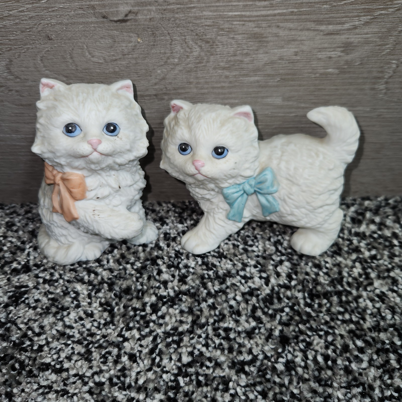 Vintage Homco White Playful Kittens W/Bows,Cats,Crazy Cat Lady, Persian,Figurine