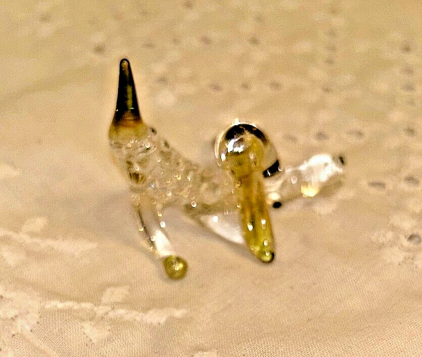 Hand Blown Glass Dog Bloodhound Figurine 2 inches