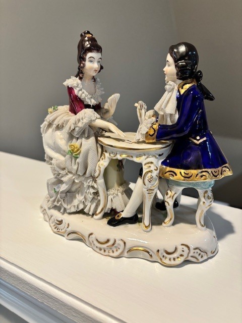 Volkstedt Porcelain Figurines Playing Cards, Made in Germany by Dresden