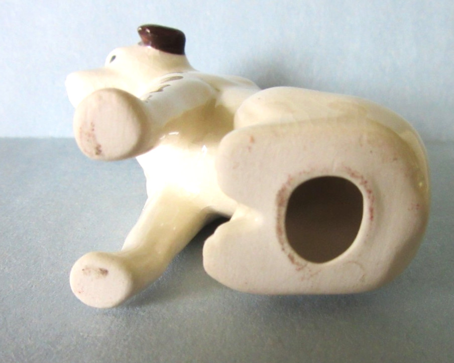 Vintage RCA Victor “Nipper” Dog Porcelain Figurine –White w/ Brown Ears Aprox 3″