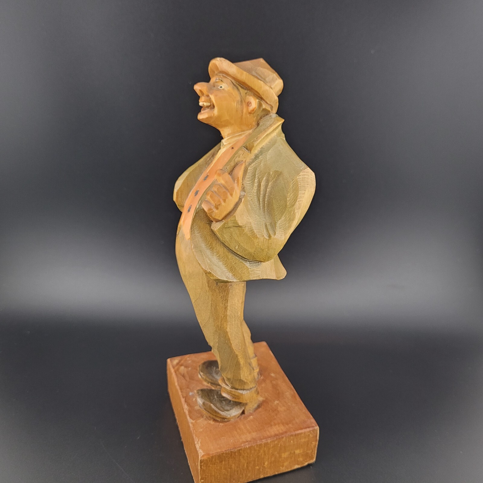 Antique SEIT 1912 KAWE Carved Wood Wooden Man Sculpture Label 7 inch