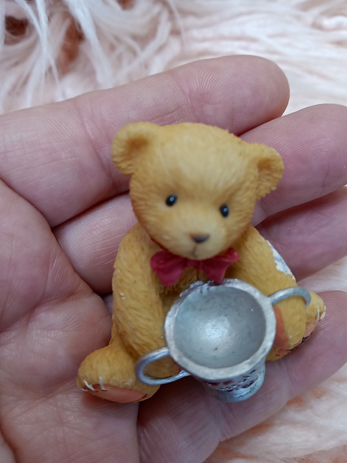 Cherished Teddies Awesome Bear White TShirt w/Medal & Bear w Congratulations Cup