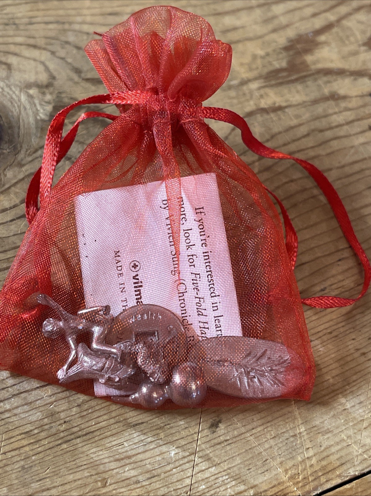 Bag of 6 Charms Vilmain Pewter Five-Fold Happiness Wealth Luck Prosperity In Bag