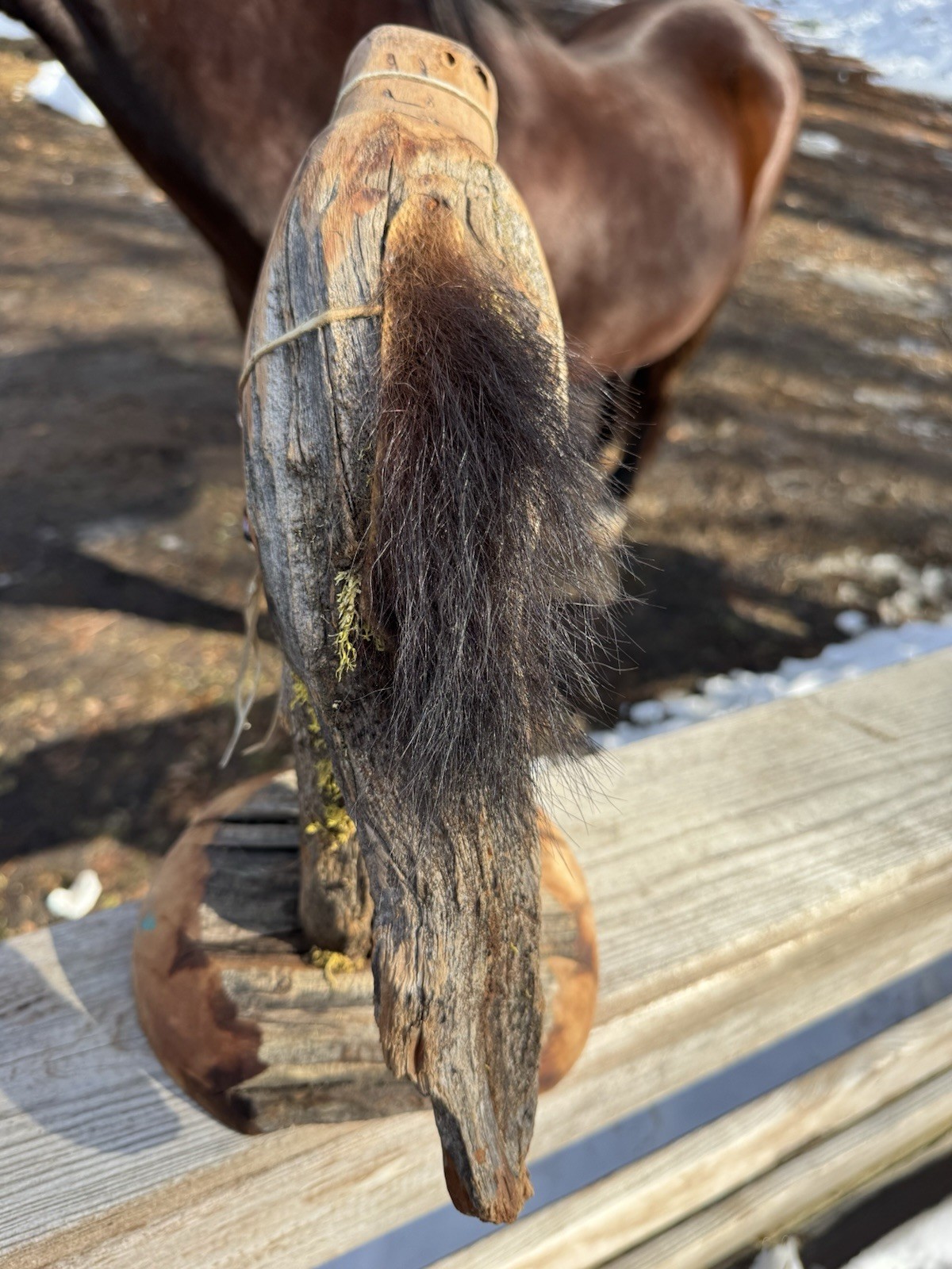 Horse Head Handmade Folk Art Driftwood Mounted Horse Head Native