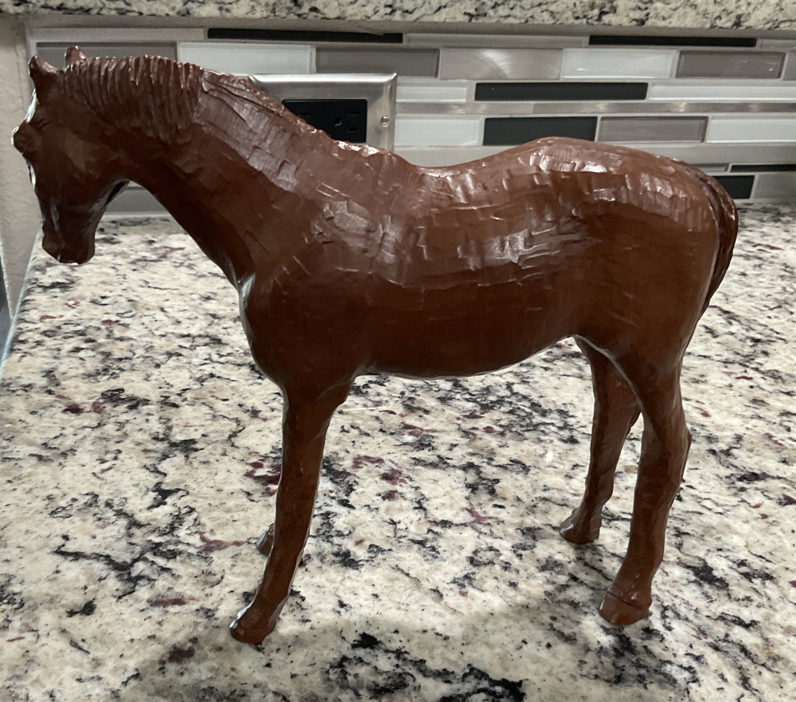 Vintage Pecan Resin Red Mill Mfg? Horse Figurine Handcrafted