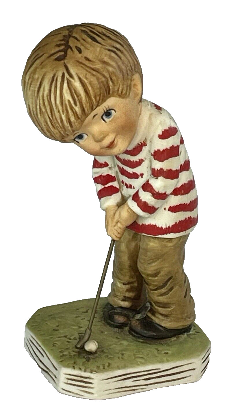 Moppets Golf Boy Figurine Fran Mar Porcelain Sports 1975