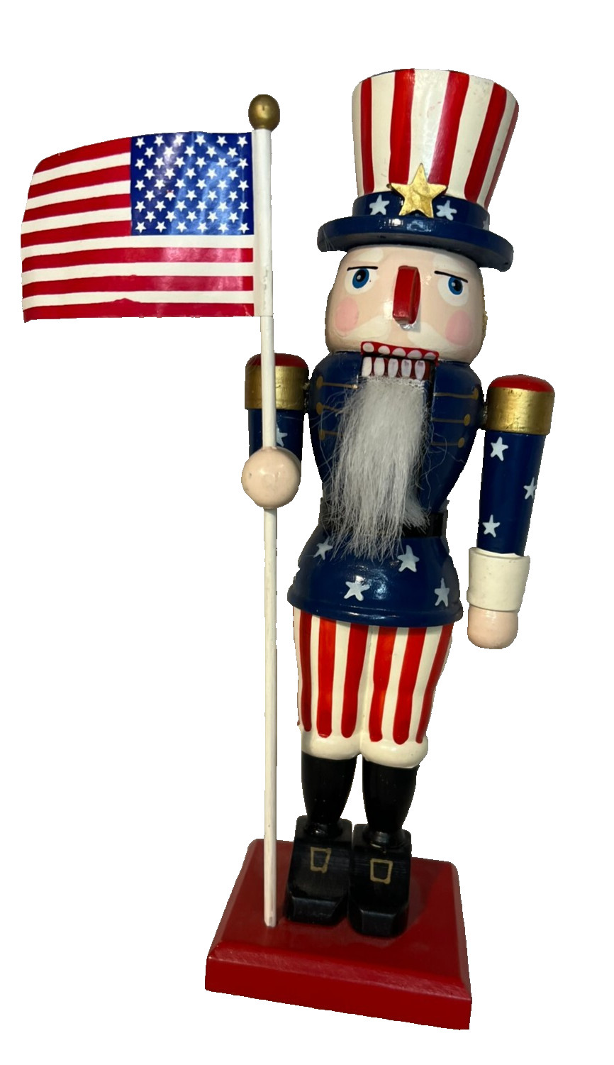America 4th of July RED*WHITE*BLUE UNCLE SAM NUTCRACKER~Patriotic*12″