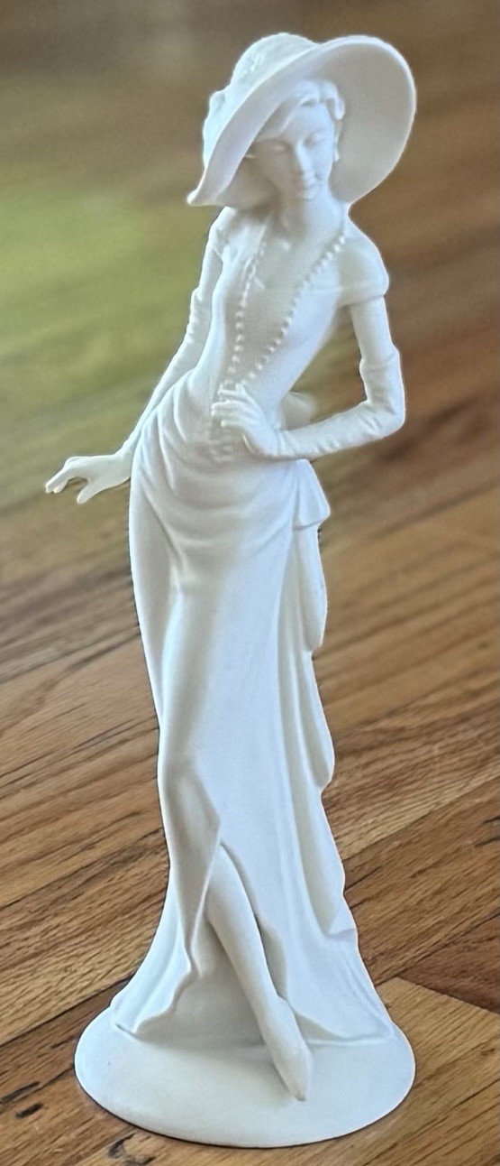 Vintage Art Nouveau Style Bisque Porcelain Lady Figurine 10” High
