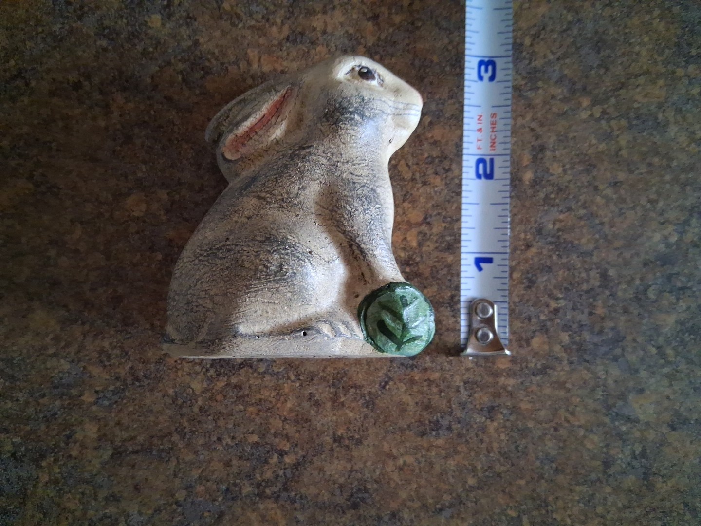 Walnut Ridge Collectibles Bejma Chalkware Small Bunny Sitting On Cabbge Leaves