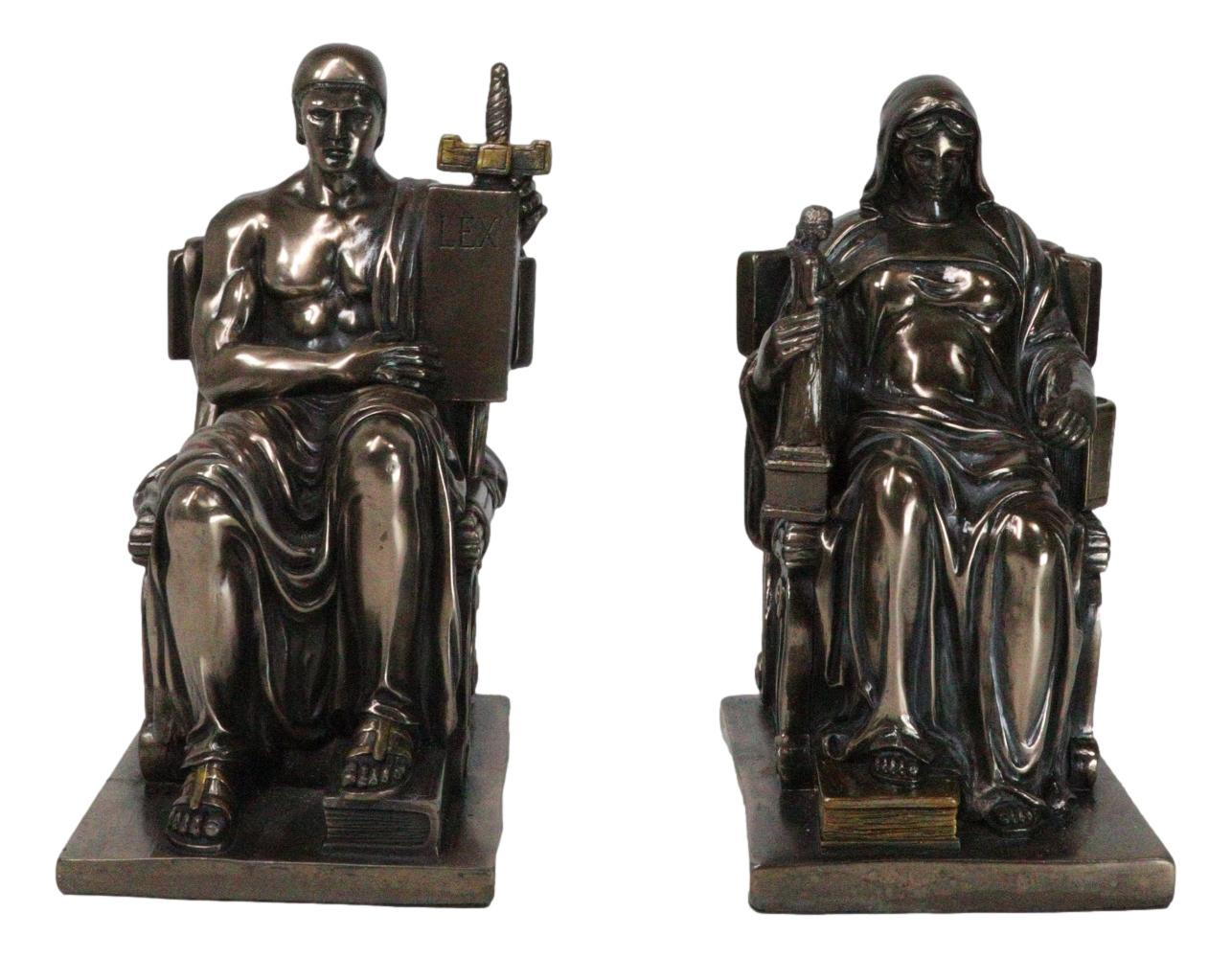 Set of 2 Contemplation of Justice and Authority of Law LEX Figurine Book Ends