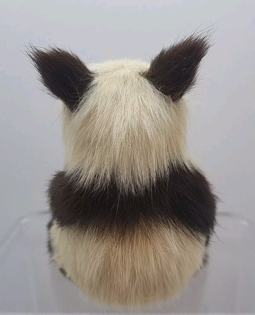 RARE Handmade Vtg Real Fur Panda Bear with Cub Furry Figurine. Asian Culture