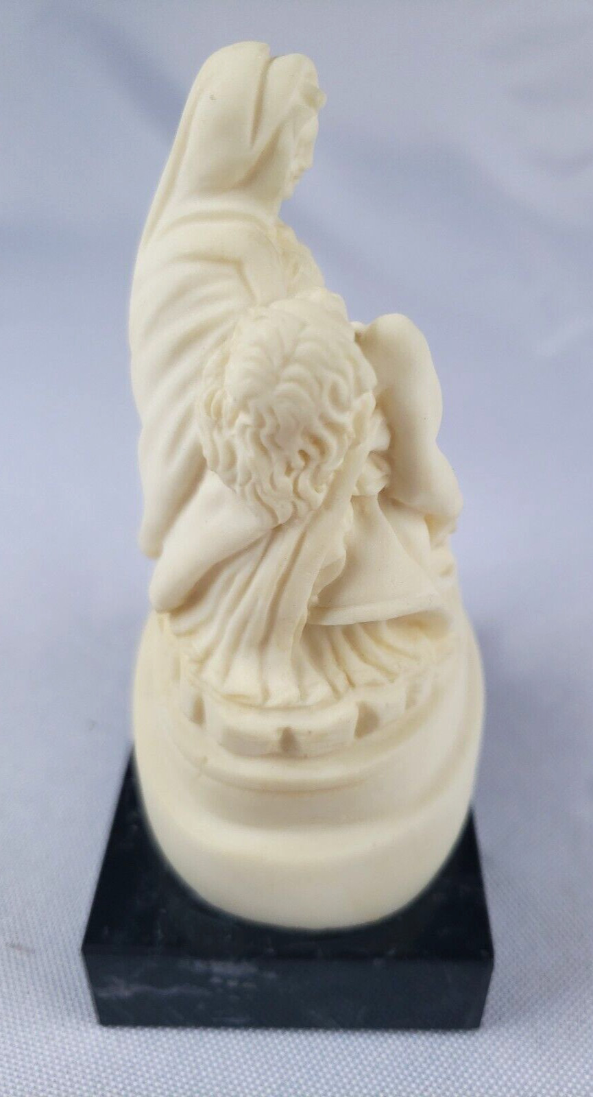 Michelangelo’s Pieta Stone Sculpture On Marble Base Signed