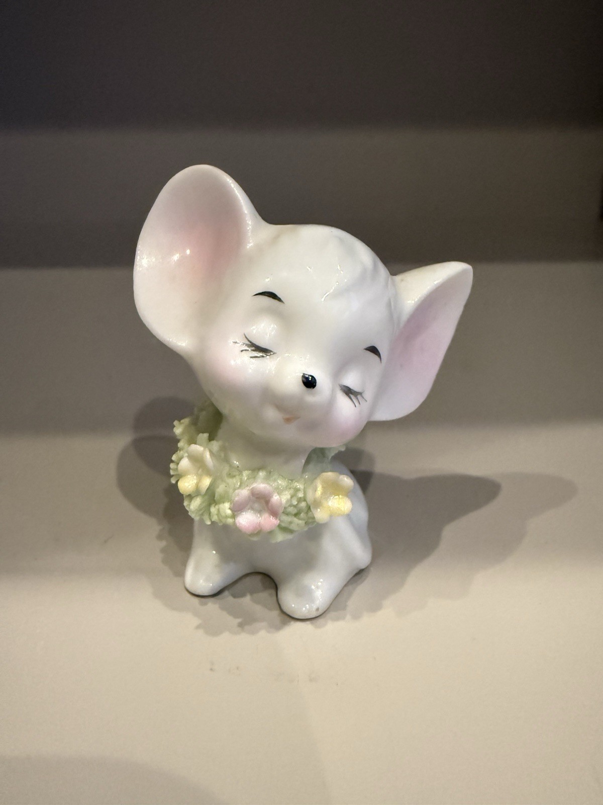 Sweet Vintage Napco Mouse with Flowers 2”