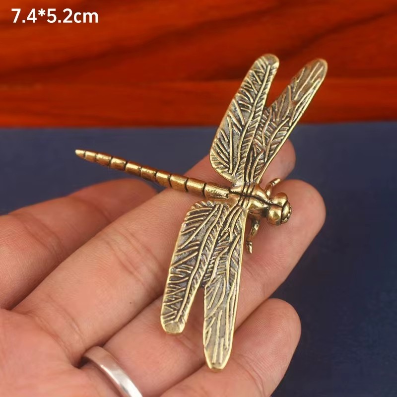 Dragonfly Brass Cooper Figurines Miniatures Tabletops Statues Home Decor 5×7 cm