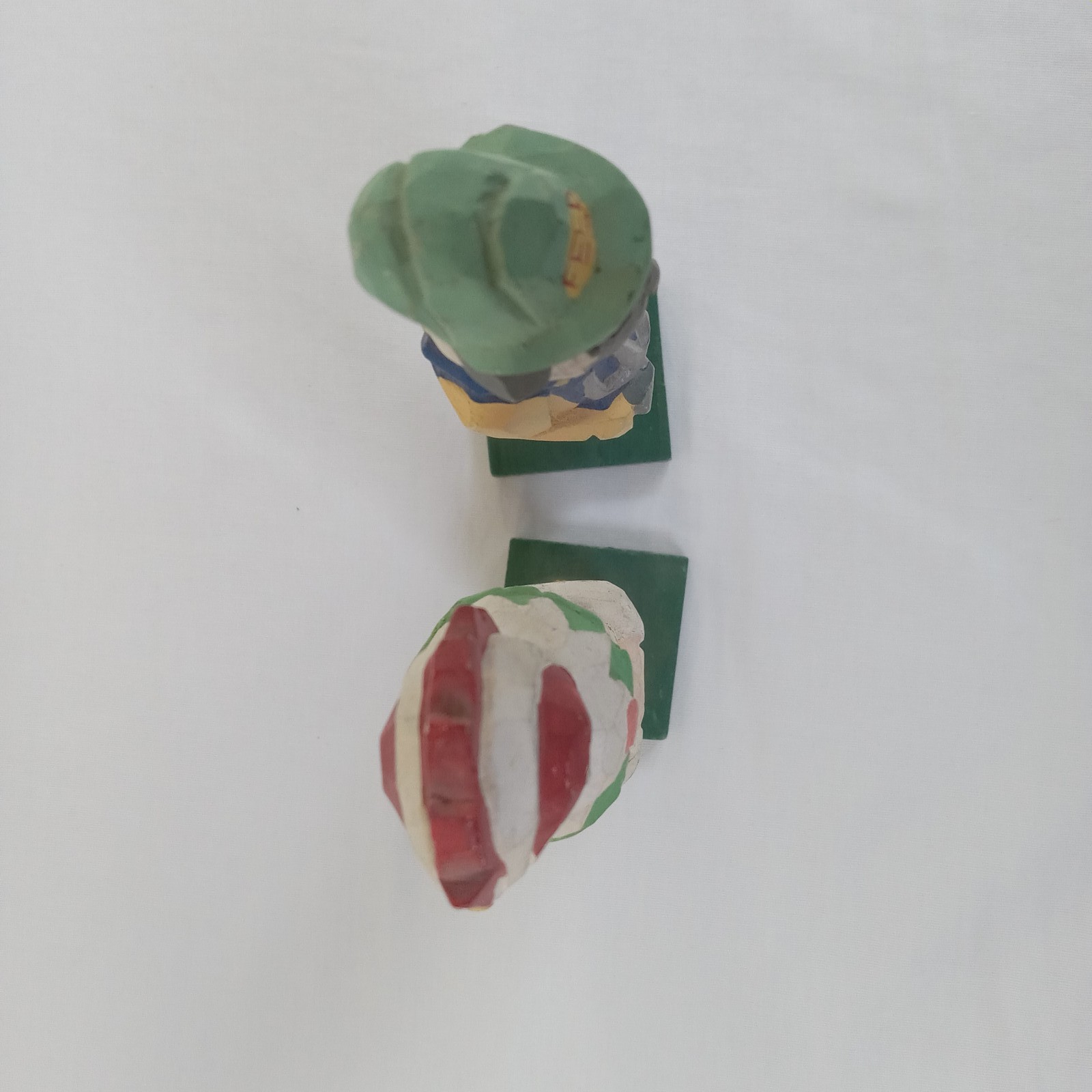 Folk Art Hand Carved Wood Chicken & Sheep Farmer & Wife Figurines Set Farm Decor