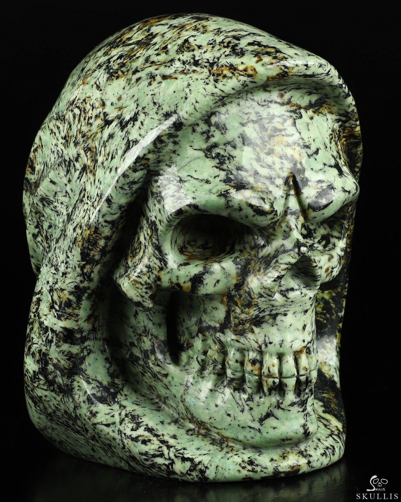 5.4″ Fireworks Stone Carved Crystal Death Skull, Crystal Healing