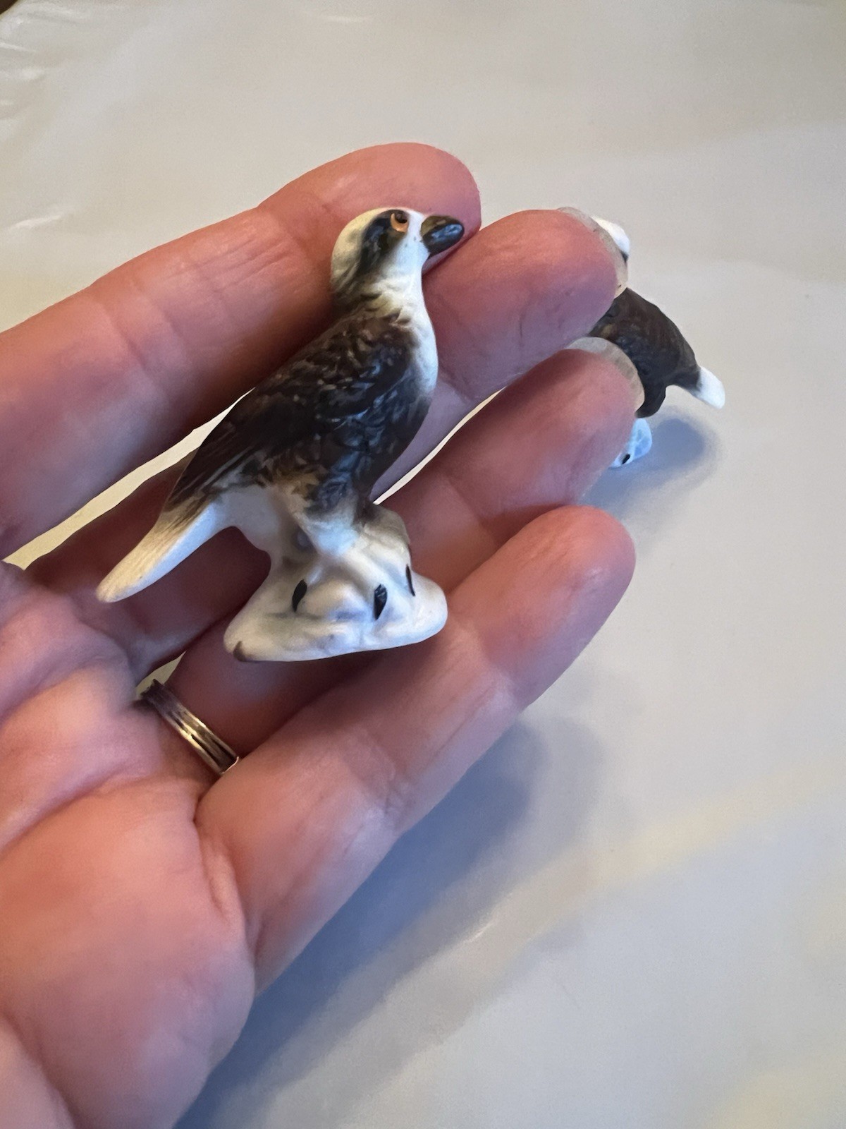 Pair Of Vintage Miniature Porcelain Bald Eagles Nice!