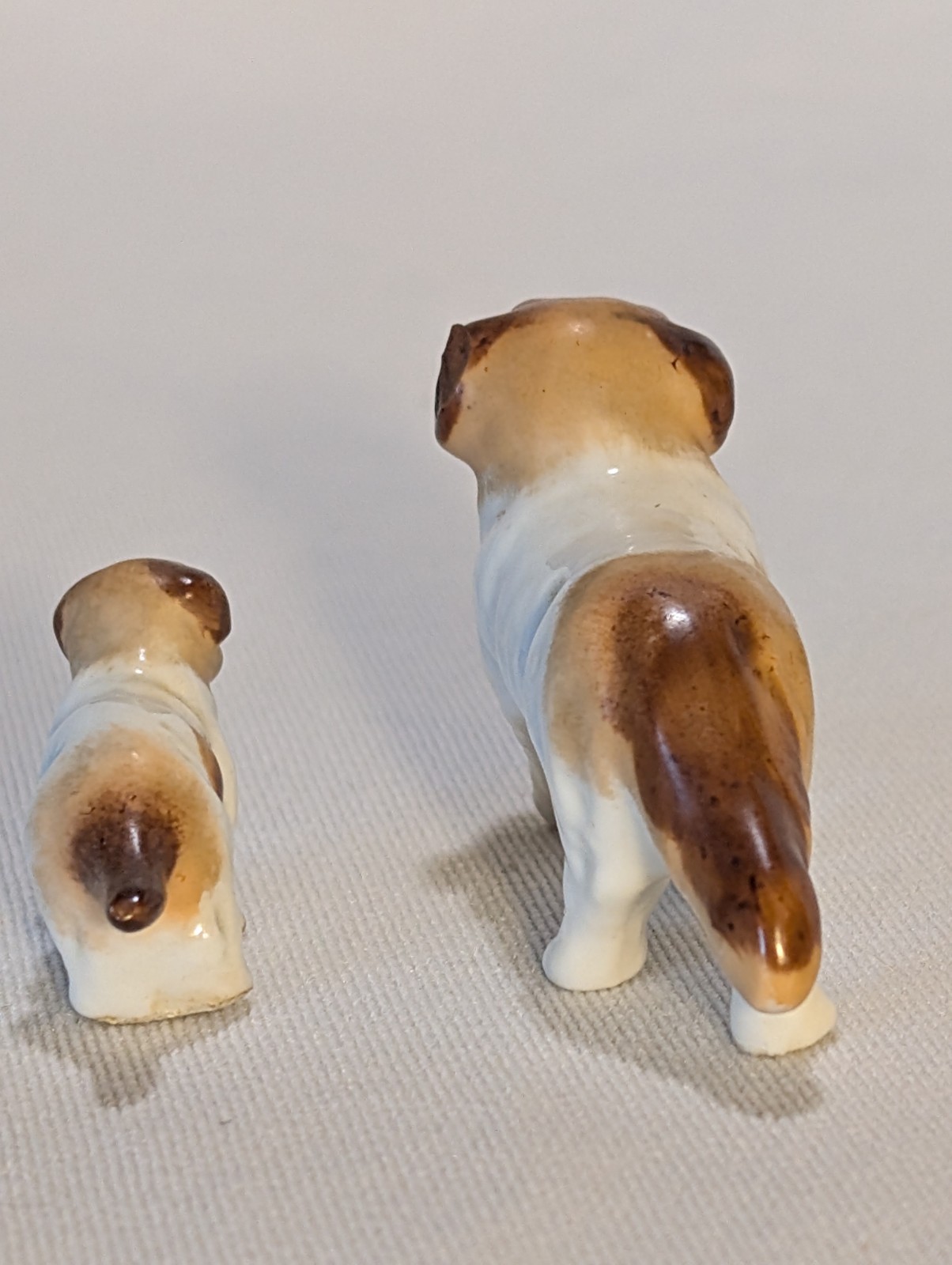 Vintage set of 2 saint Bernard dog figurines miniature bone China puppy + mom