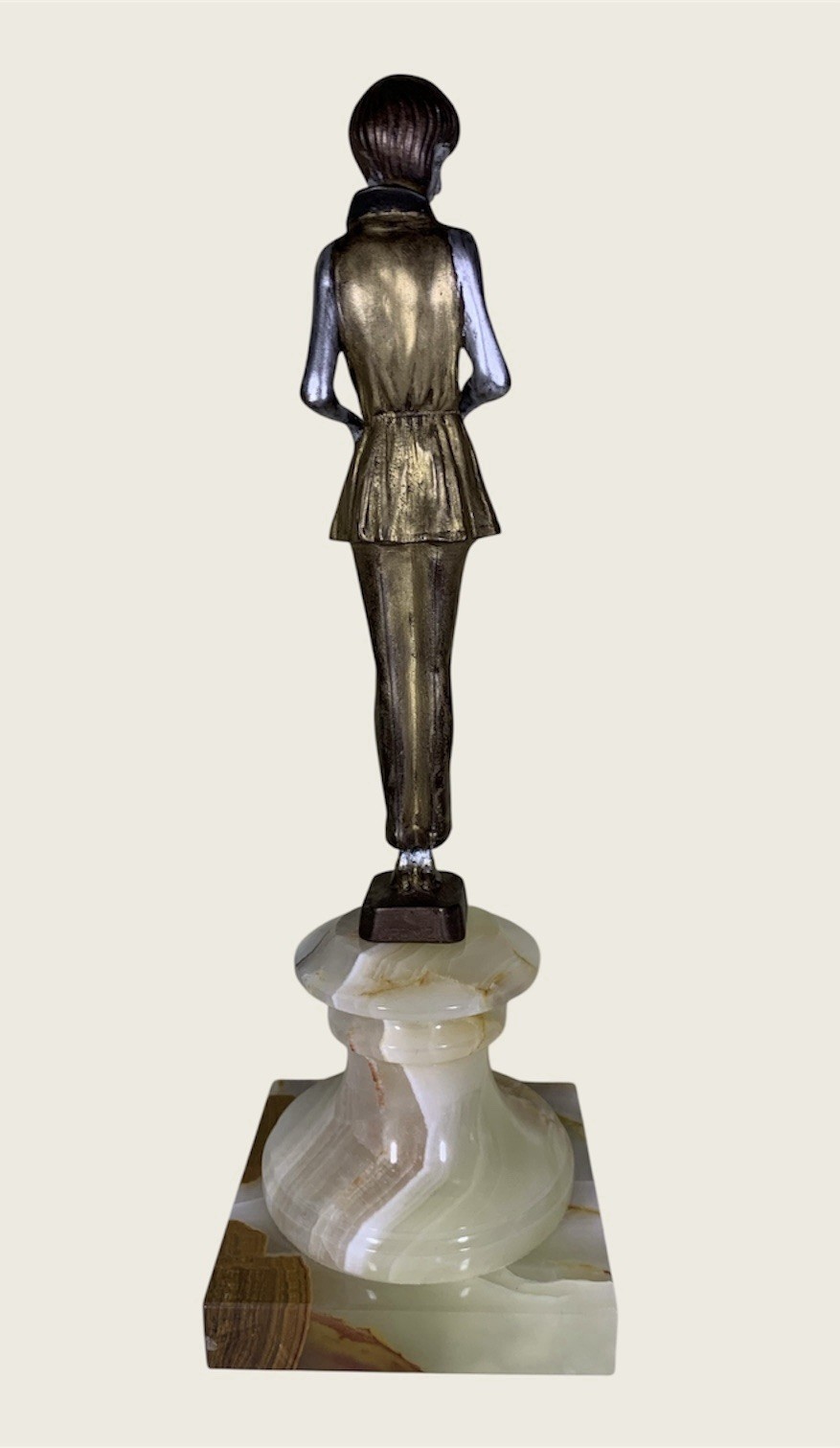 Art Deco Pajama Girl Hands In Pockets Bronze signed Lorenzl