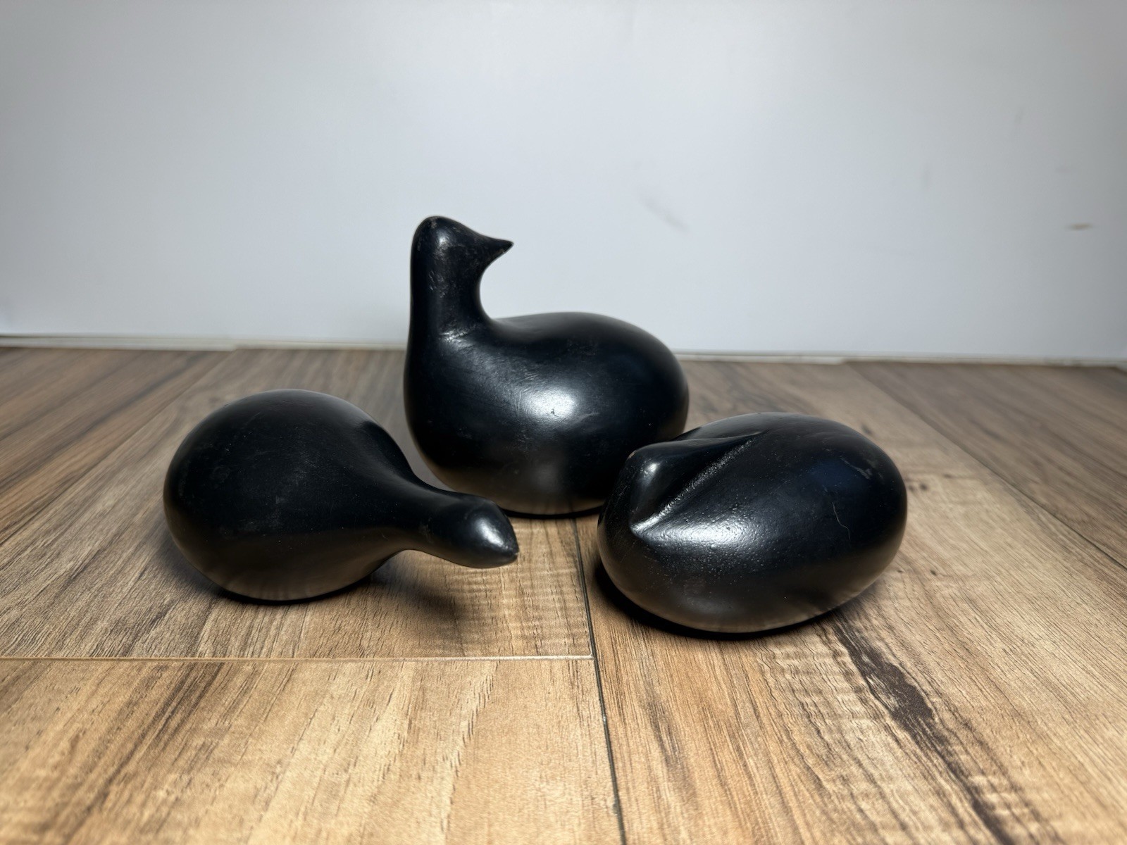 Louise Hederström Black Carved Bird Sculpture Set Minimalist Ducks Scandinavian