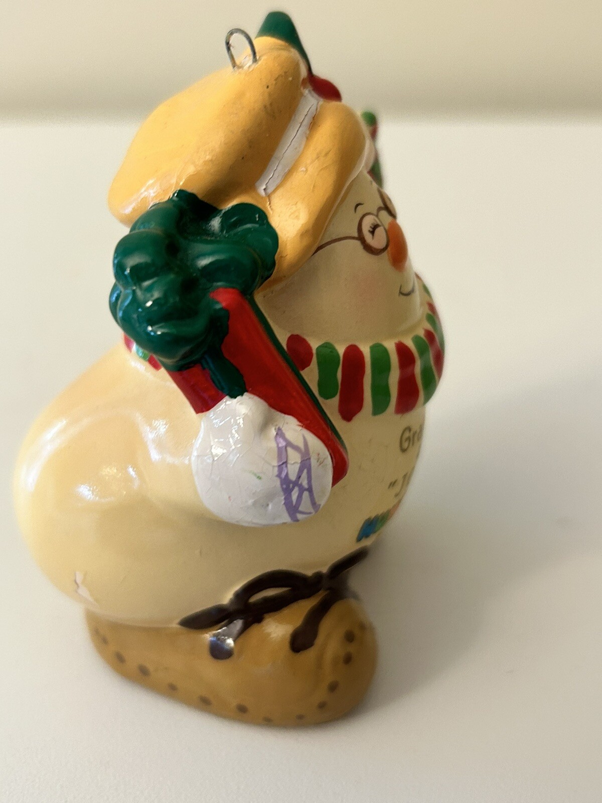 HUMAN BEANS “Grandpas are Jolly”Christmas Ornament Ceramic Figurine Enesco