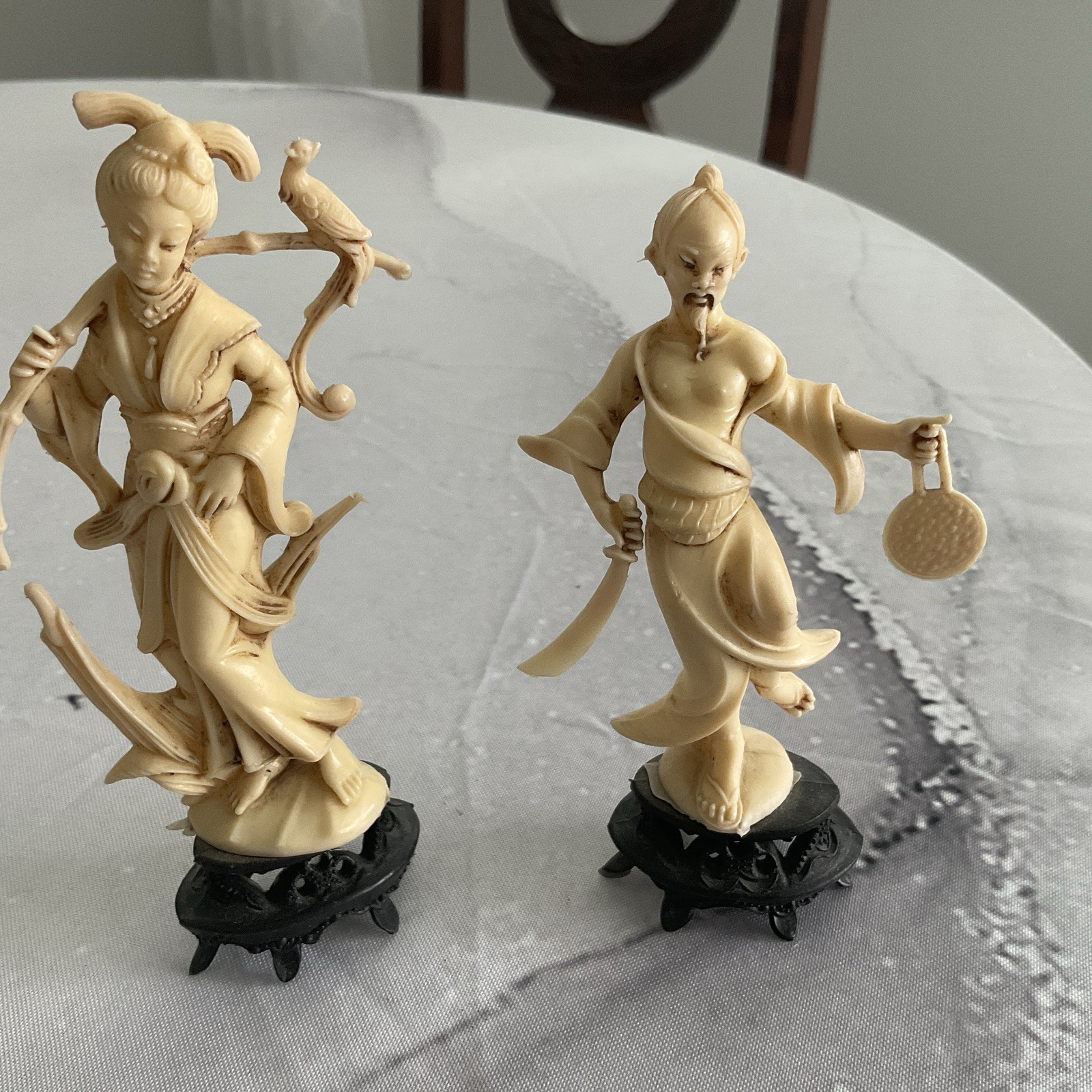 Vintage Asian Lady And Man Figures By Norleans Made In Italy 5.5” Tall