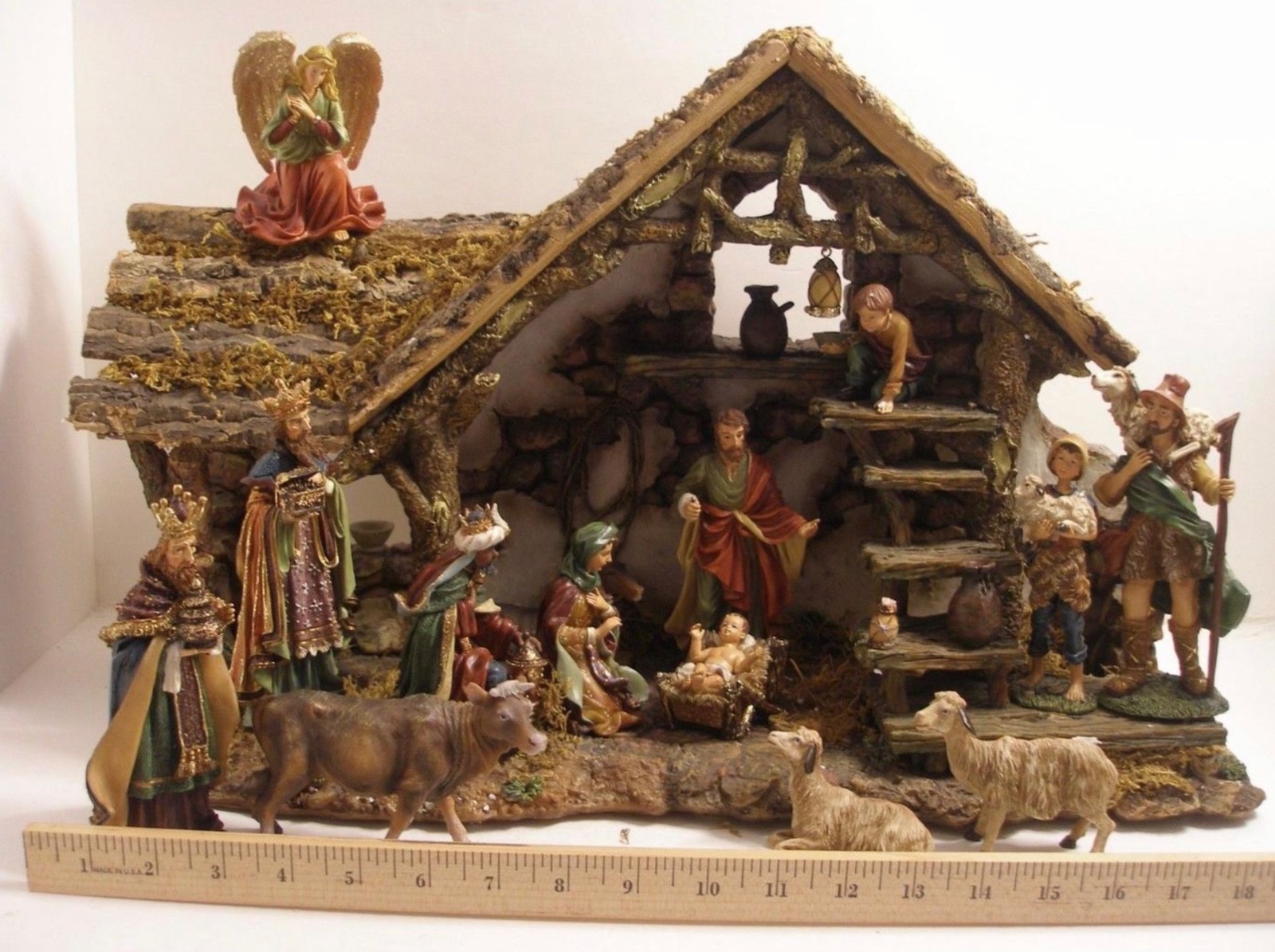 Department 56 The Holy Land Series Inn Nativity Set 15 Pieces with Box