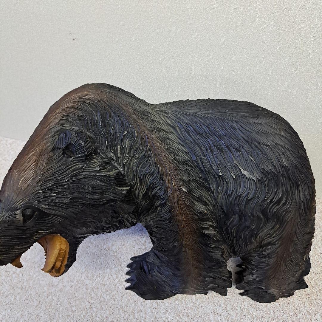 Japanese Wooden Bear Hand Carved Sculpture 50cm×32cm Rare