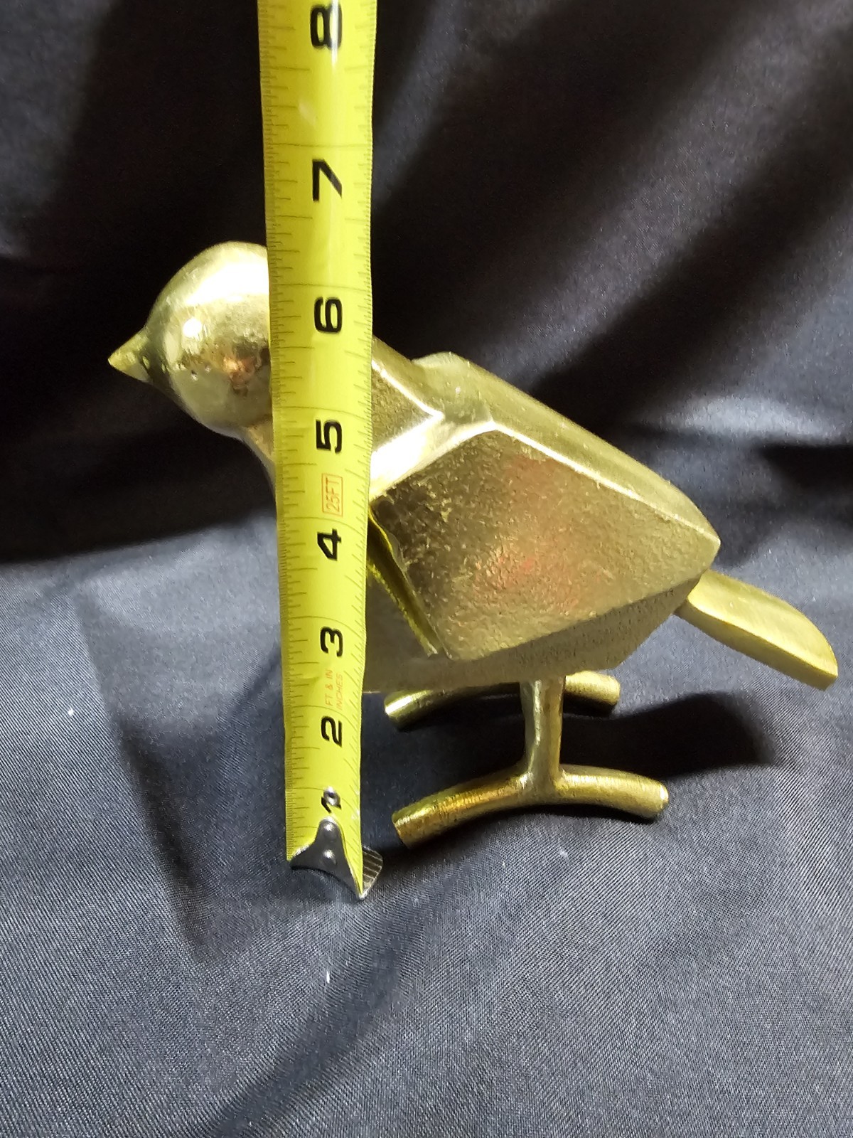 Minimalist Brutalist Bird Gold Metal Figurine 6″ Tall Home Decor Modern Design