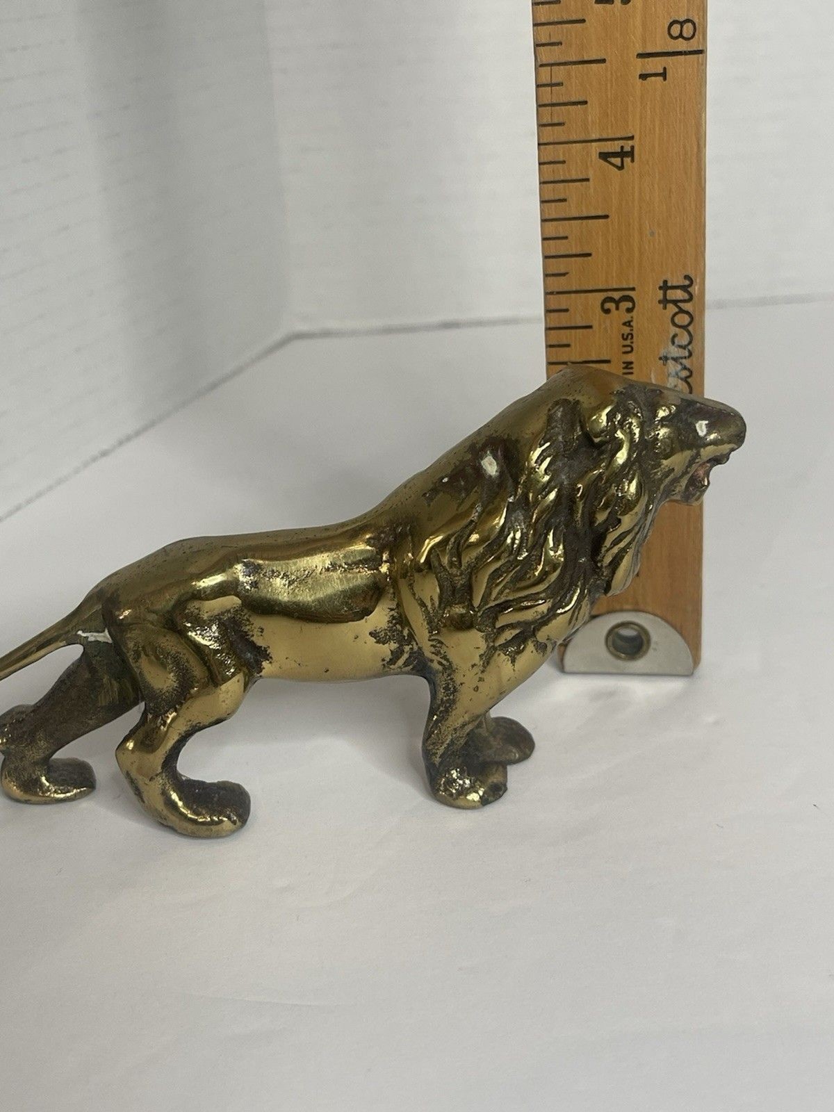 Gold Mini Lion Vintage Decor MCM 5″ 6 Oz