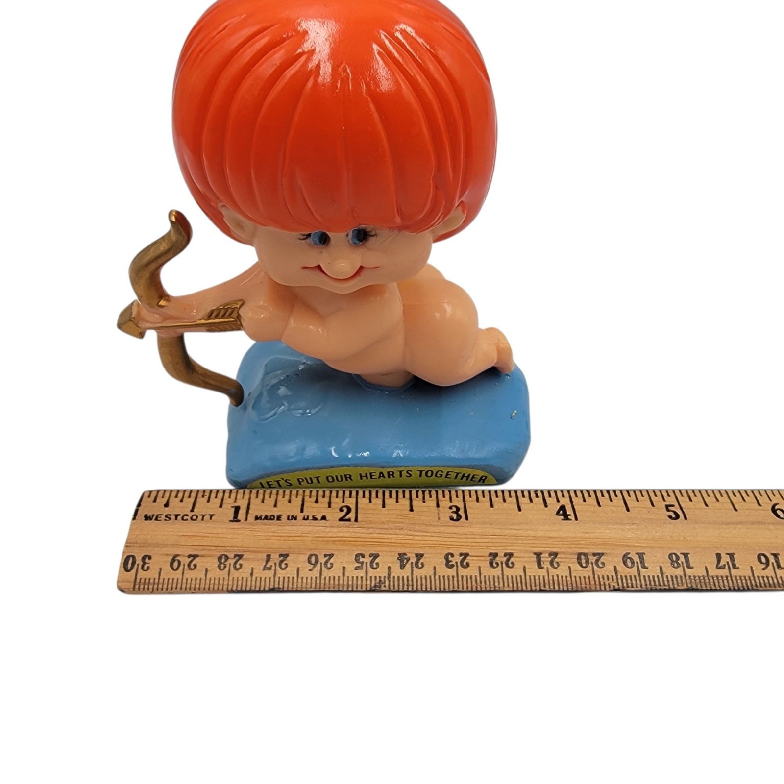 Wallace Russ Berries Cupid Figurine 1971 Hong Kong Orange Hair Wings Bow Arrow
