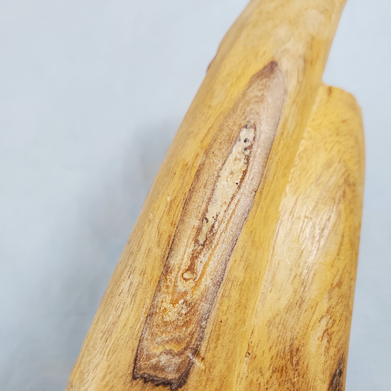 Hand Carved Wood Dual Long Faces Statue Fiji? Young Lovers Tiki Vintage Grain