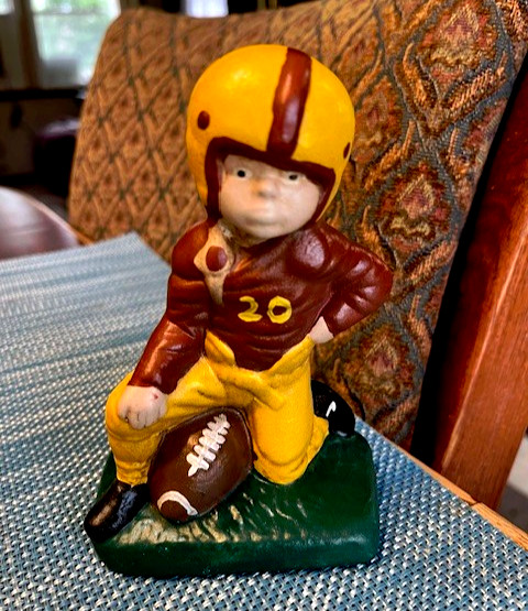 VINTAGE Football Figurines Ceramic HandPainted in NFL Washington Redskins Colors