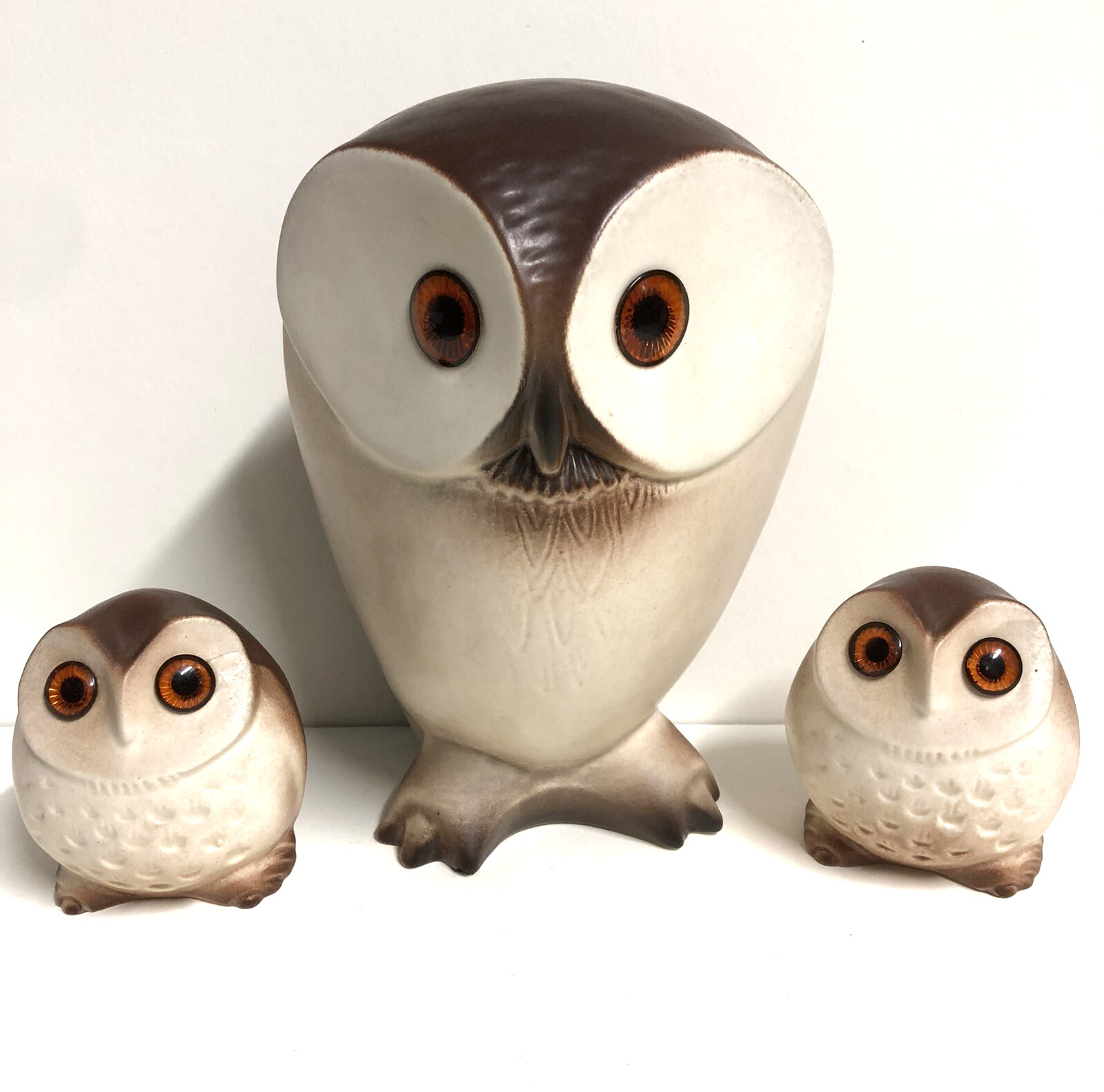 3 Vintage Hagen Renaker Owls Ceramic Figurine Mid Century MCM Vintage